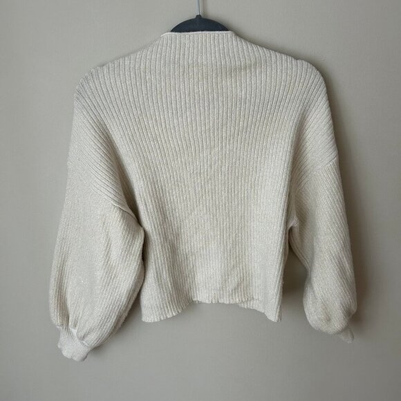 Line & Dot Off White Funnel Neckline Long Sleeve Chunky Knit Sweater Size Medium - Picture 7 of 8